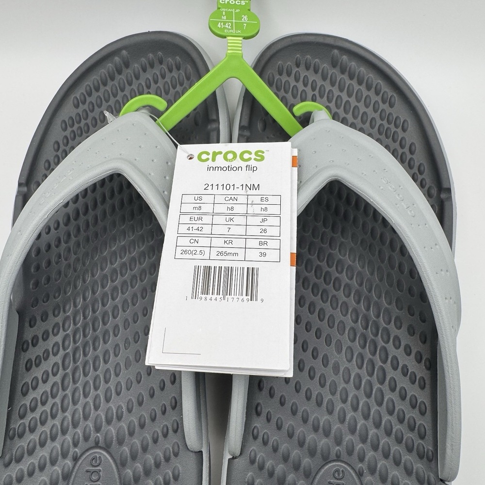 Crocs Men's Size‎ 8 In Motion Flip-Flop Sandals #211101-1NM - Light Gray